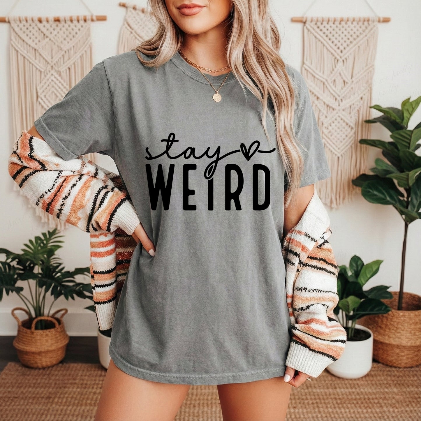 Stay Weird Screen Print Transfer (Black Ink)