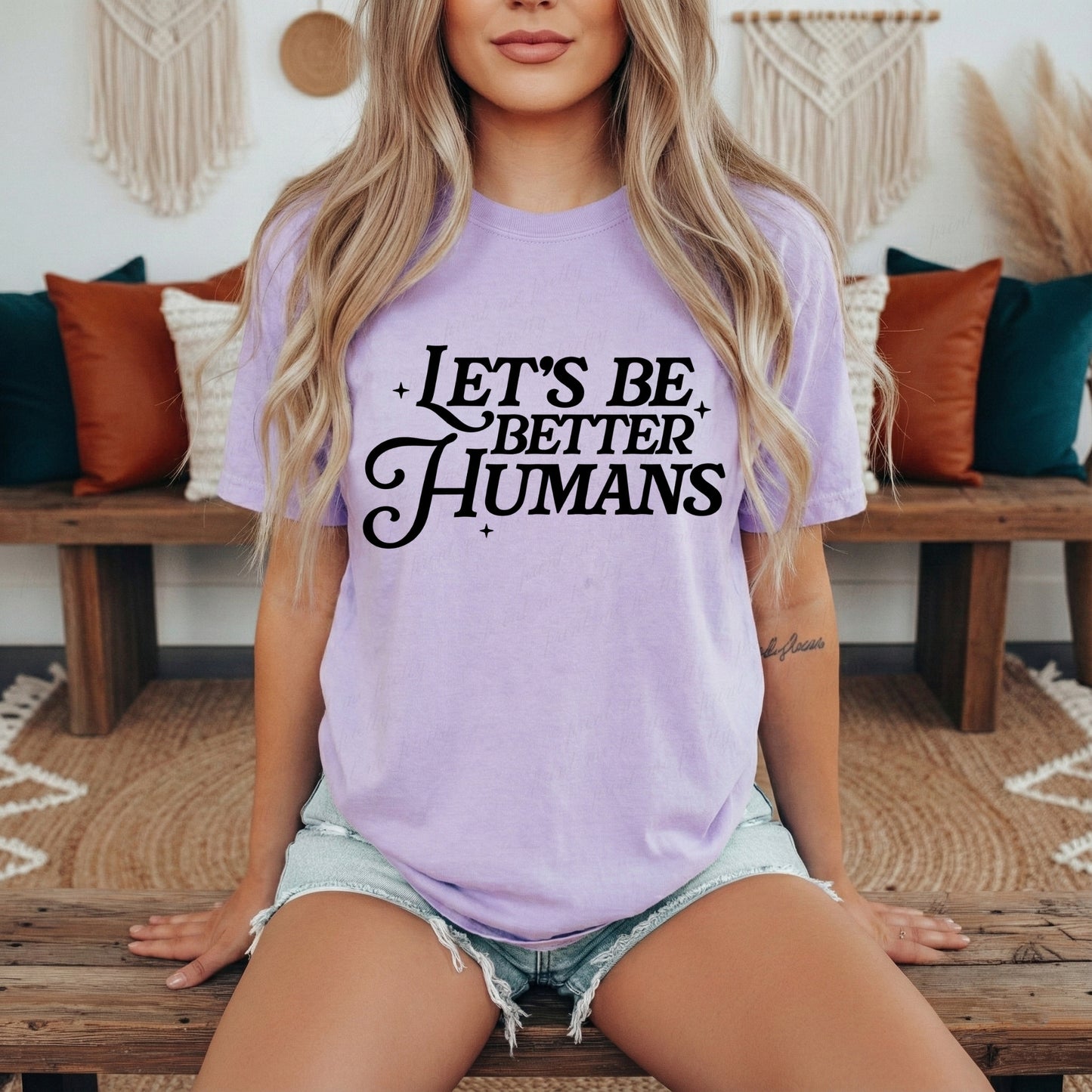 Let's Be Better Humans Screen Print Transfer (Black Ink)