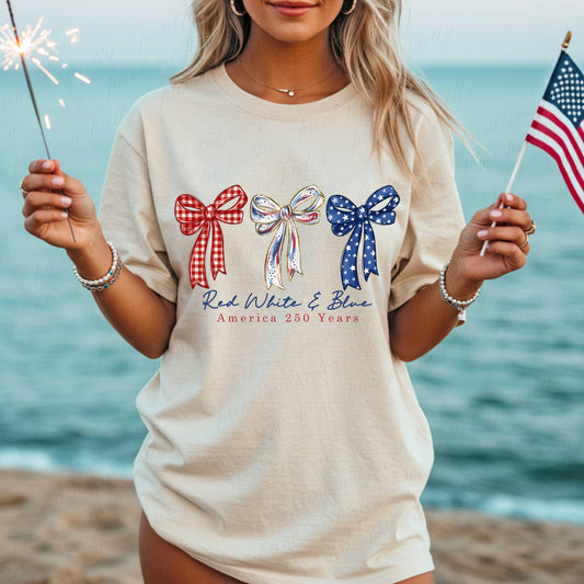 Red White and Blue Clear Film Screen Print Transfer (NOT DTF)